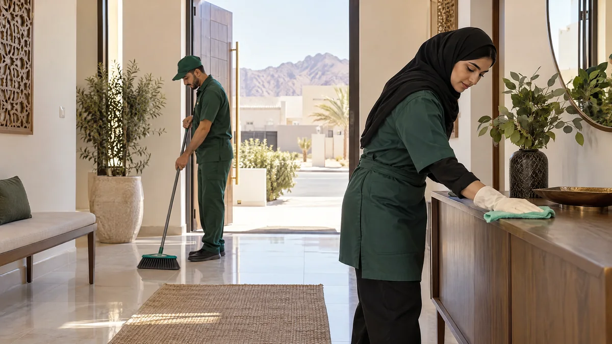 صورة تحريرية لمقال تنظيف المنازل في تبوك